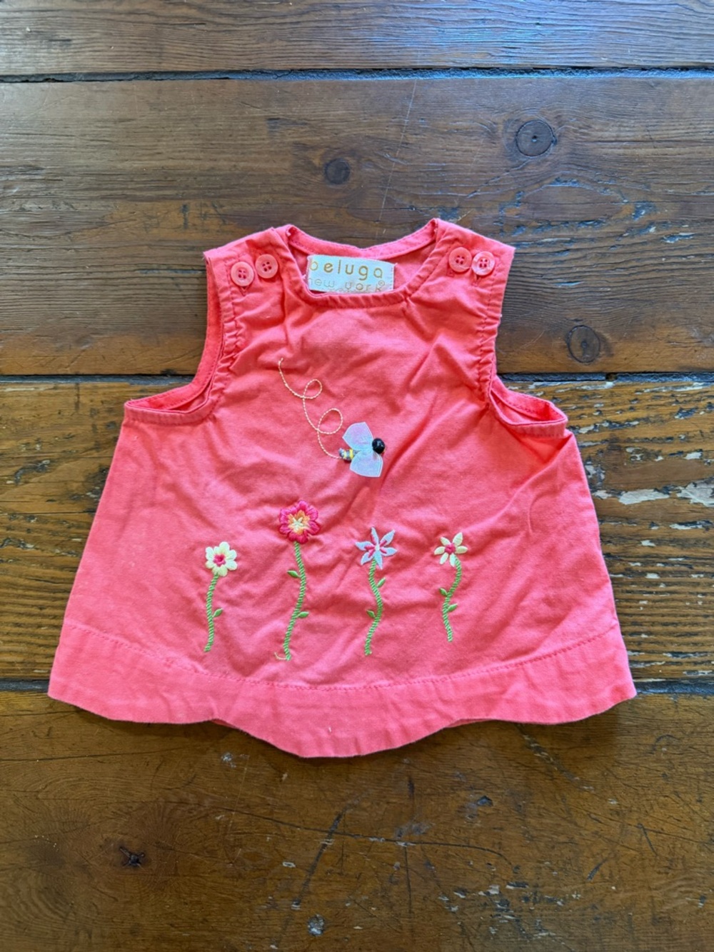 Beluga New York Coral Flower Embroidered Baby Tank Top